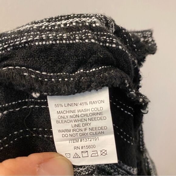 Briggs Linen Blend Pull-On Black stripe Shorts with Pockets Drawstring hi rise-L - Picture 9 of 11